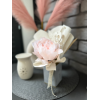 Mały welurowy flowerbox szary z peonią